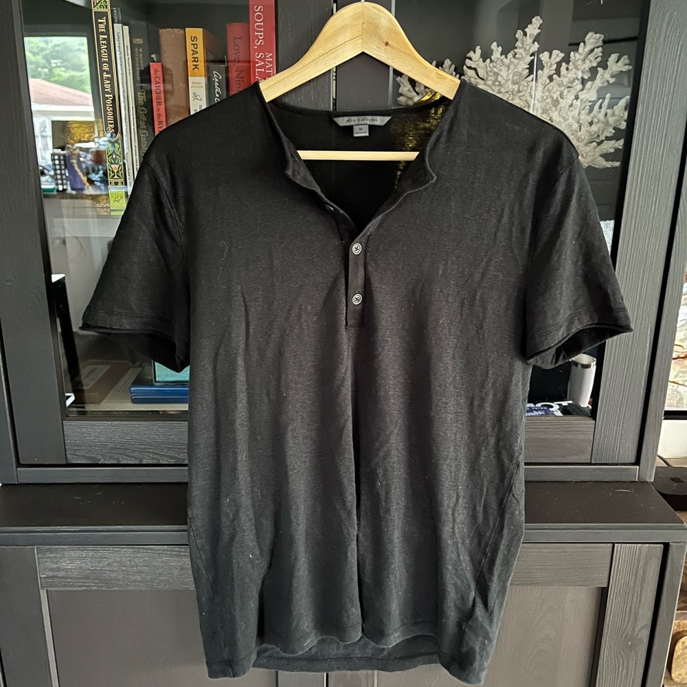 John Varvatos Charcoal Short Sleeve Henley